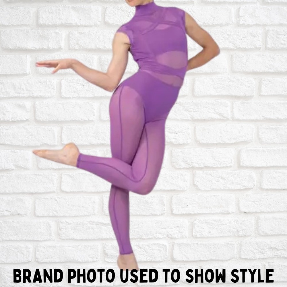 Weissman Elite‎ Purple Mesh Dance Unitard Costume Size XSA Studio Performance